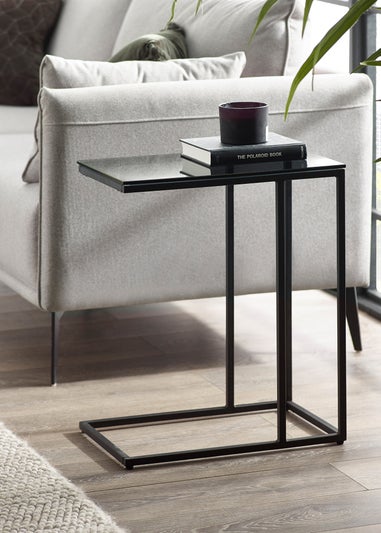 Julian Bowen Black Chicago Drinks Table Smoked Glass (60 x 30 x 50cm)