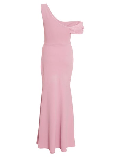 Quiz Pink Asymmetric Cowl Neck Maxi Dress