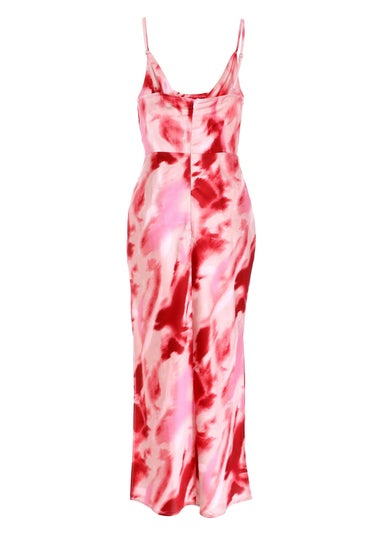 Quiz Pink Petite Satin Marble Midi Dress