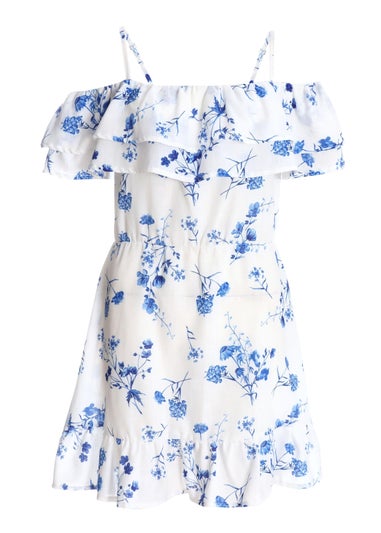 Quiz White Floral Linen Skater Dress