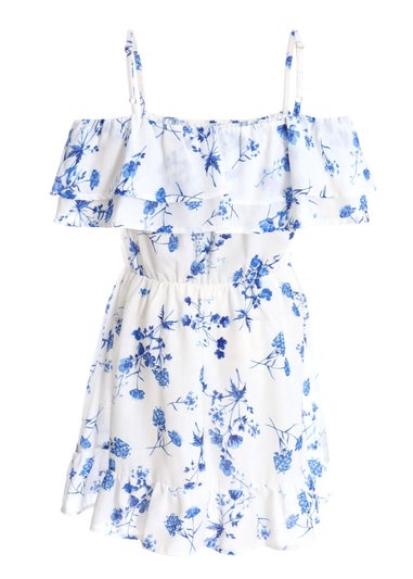 Quiz White Floral Linen Skater Dress