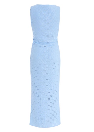 Quiz Blue Embroidered Bodycon Midaxi Dress