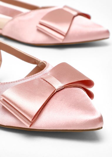 Quiz Pink Satin Bow Slingback Flat Pumps