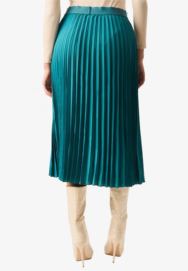 Gini London Teal Pleated Midi Skirt