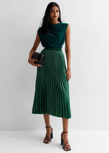 Gini London Green Pleated Midi Skirt