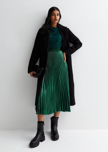 Gini London Green Pleated Midi Skirt