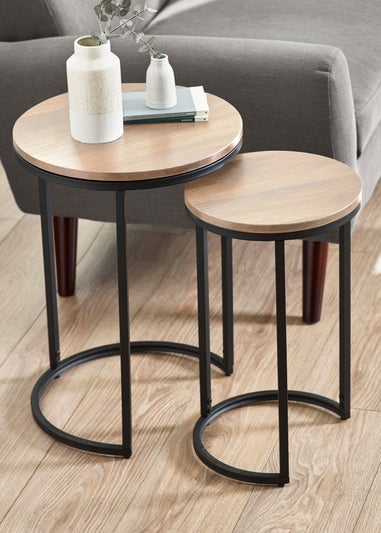 Julian Bowen Brown Tribeca Round Nesting Side Tables Sonoma (55 x 40 x 40cm)