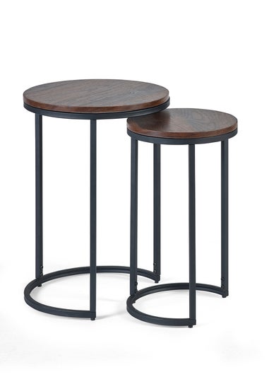 Julian Bowen Walnut  Tribeca Round Nesting Side Tables (55 x 40 x 40cm)