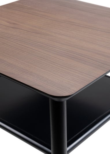 Julian Bowen Walnut Findlay Lamp Table With Shelf (45 x 45 x 45cm)
