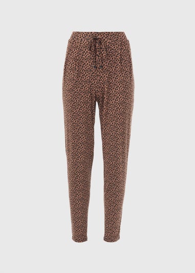 Brown Animal Print Harem Trousers