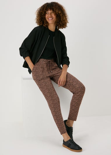 Brown Animal Print Harem Trousers