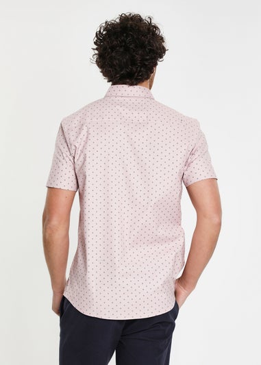 Threadbare Pink Leonardo Cotton Diamond Print Shirt