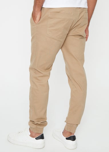 Threadbare Stone Metro Cuffed Casual Trousers With Stretch