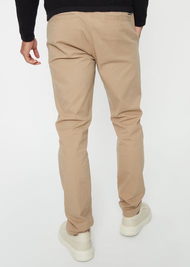 Threadbare Stone Cory Slim Fit Pull-On Chino Trousers