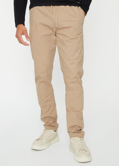 Threadbare Stone Cory Slim Fit Pull-On Chino Trousers