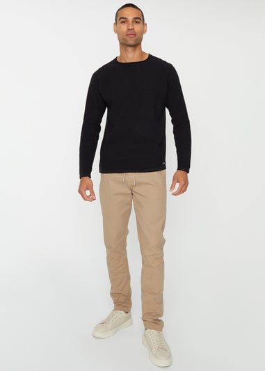 Threadbare Stone Slim Fit Pull-On Chino Trousers