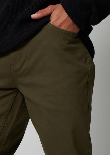 Threadbare Khaki Five Pocket Stretch Chino Trousers