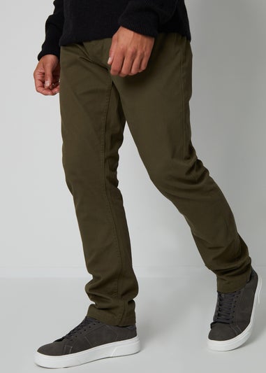 Threadbare Khaki Five Pocket Stretch Chino Trousers