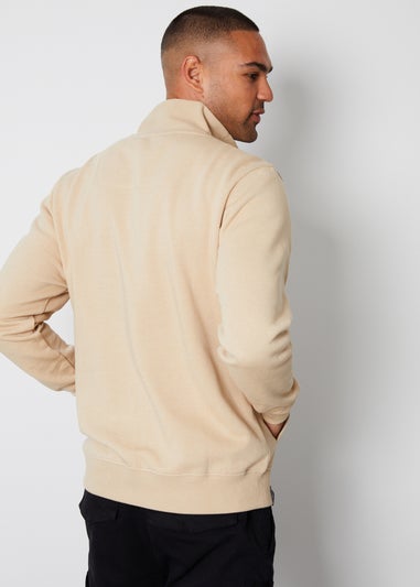 Threadbare Beige 1/4 Zip Neck Sweatshirt