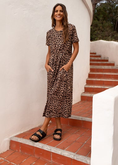 Threadbare Brown Danni Cotton Smock-Style Dress
