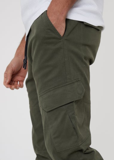 Threadbare Khaki Belfast Cotton Jogger Style Cargo Trousers With Stretch