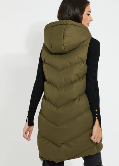 Threadbare Khaki Vamp Longline Padded Gilet