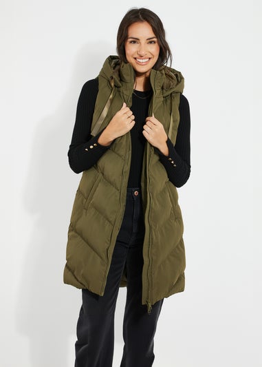 Threadbare Khaki Vamp Longline Padded Gilet