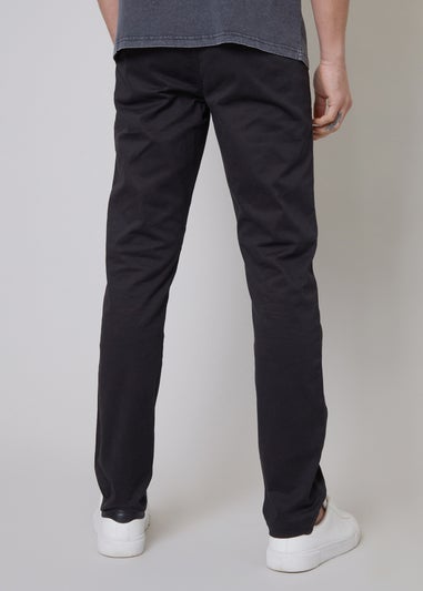 Threadbare Black Cotton Slim Fit Chino Trousers With Stretch