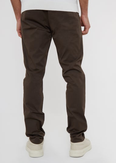 Threadbare Chocolate Castello Cotton Slim Fit Chino Trousers With Stretch