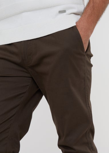 Threadbare Chocolate Castello Cotton Slim Fit Chino Trousers With Stretch