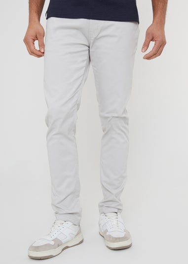 Threadbare White Castello Cotton Slim Fit Chino Trousers With Stretch