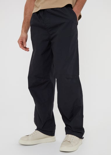 Threadbare Black Skate Cotton Relaxed Fit Cuffed Trousers