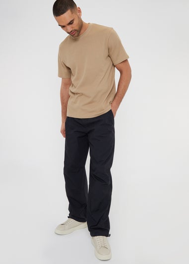 Threadbare Black Skate Cotton Relaxed Fit Cuffed Trousers