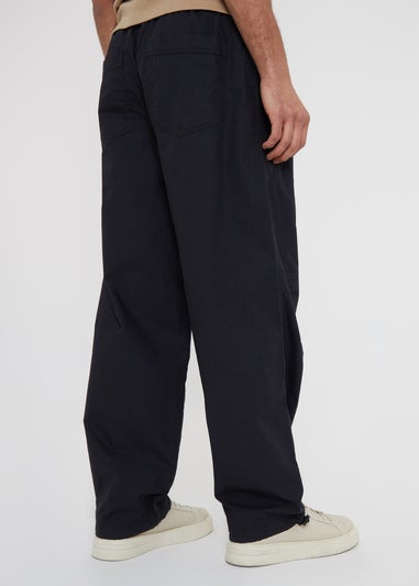 Threadbare Black Skate Cotton Relaxed Fit Cuffed Trousers