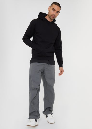 Threadbare Grey Cotton Relaxed Fit Jogger Style Cuffed Trousers