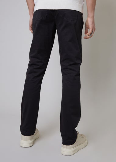 Threadbare Black Ego Cotton Slim Fit Chino Trousers With Stretch