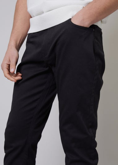 Threadbare Black Ego Cotton Slim Fit Chino Trousers With Stretch