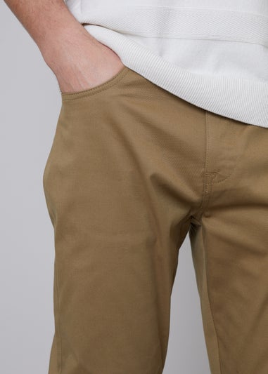 Threadbare Brown Ego Cotton Slim Fit Chino Trousers With Stretch