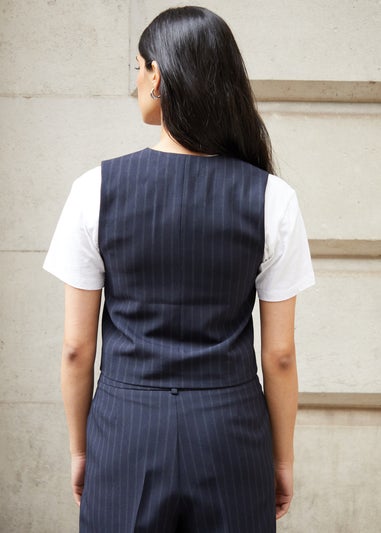 Threadbare Navy King Fitted Tailored Waistcoat