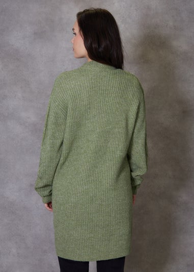 Threadbare Green Curve Rozanna Cable Knit Cardigan