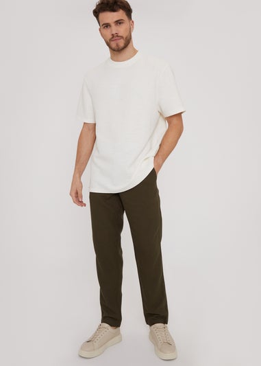 Threadbare Khaki Fellow Linen Blend Drawcord Trousers