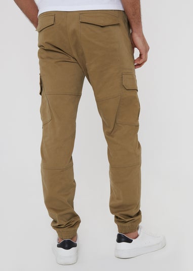 Threadbare Brown Belfast Cotton Jogger Style Cargo Trousers With Stretch