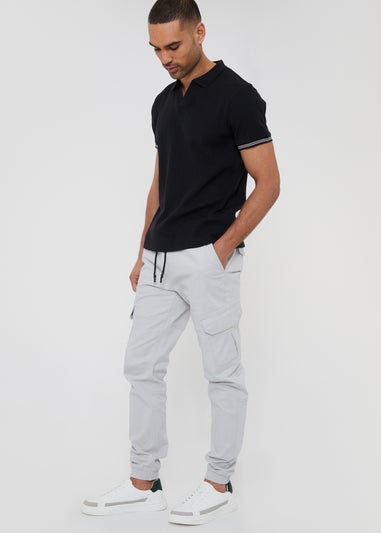 Threadbare White Belfast Cotton Jogger Style Cargo Trousers With Stretch