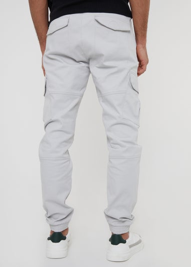 Threadbare White Belfast Cotton Jogger Style Cargo Trousers With Stretch