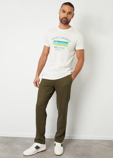 Threadbare Khaki Linen Blend Trousers