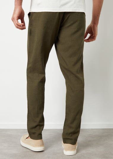 Threadbare Khaki Linen Blend Trousers