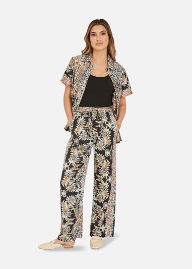 Yumi Black Paisley Print Relaxed Fit Trousers