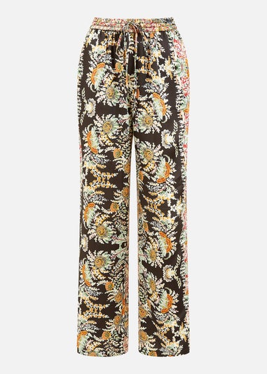 Yumi Black Paisley Print Relaxed Fit Trousers