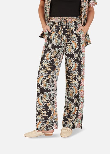 Yumi Black Paisley Print Relaxed Fit Trousers