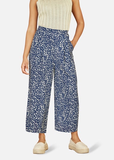 Yumi Navy Dash Print Culotte Trousers